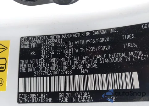 2016 Lexus Rx 350 from USA, damaged, VIN 2T2ZZMCA1GC027468